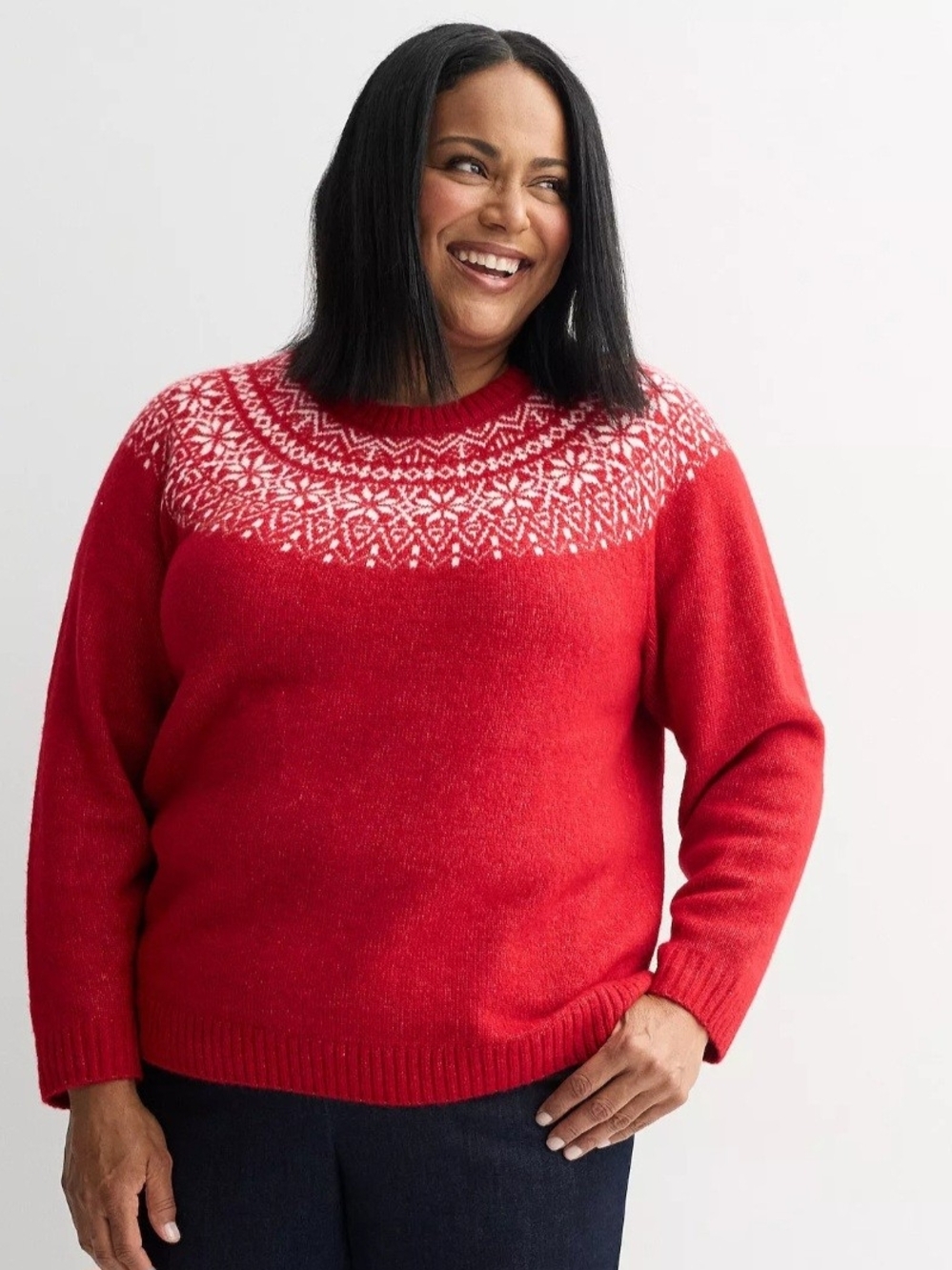 croft & barrow Red Fair Isle Yoke Crewneck Sweater